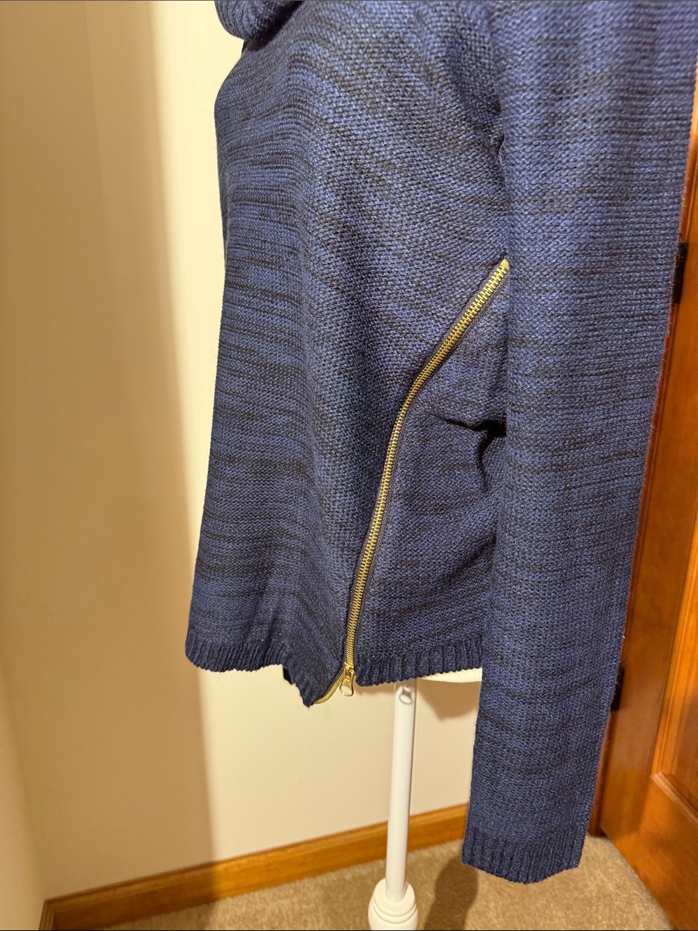 Emily Rose Navy Cowl-Neck Sweater with Side Zip - Picture 3 of 6
